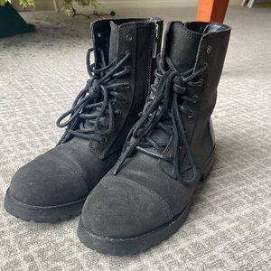 Black Suede fur-lined Ugg Combat Boots